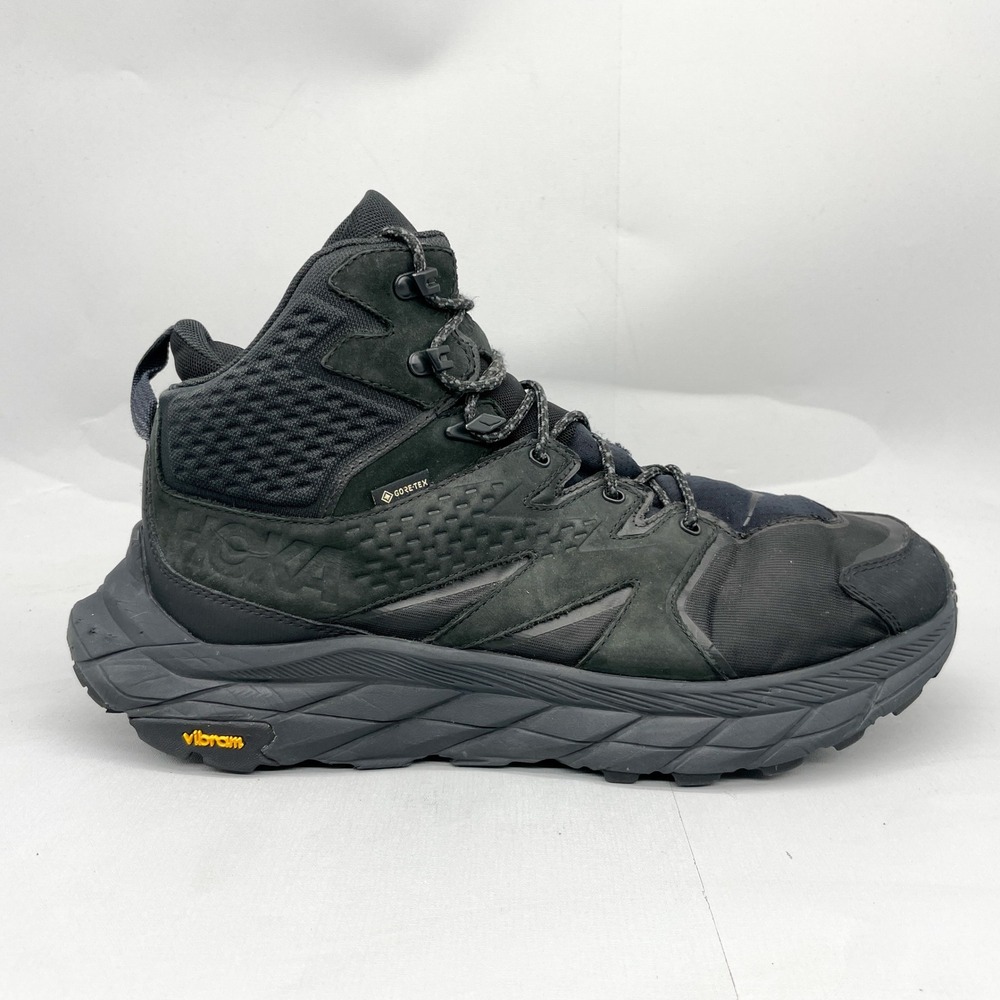 Hoka One One Anacapa Mid GTX Mens 10.5 Black GoreTex Hiking Boots Trail Trekking